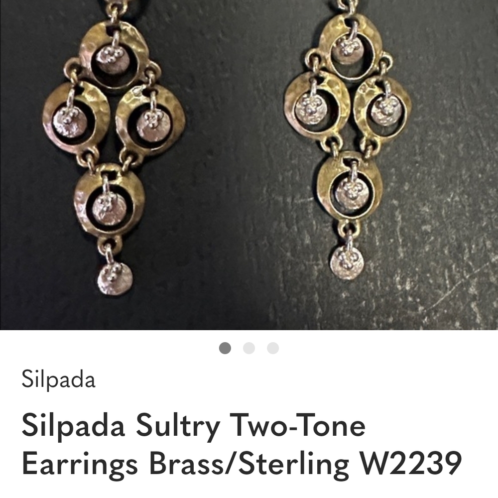 Silpada Elegant Brass and Sterling Earrings